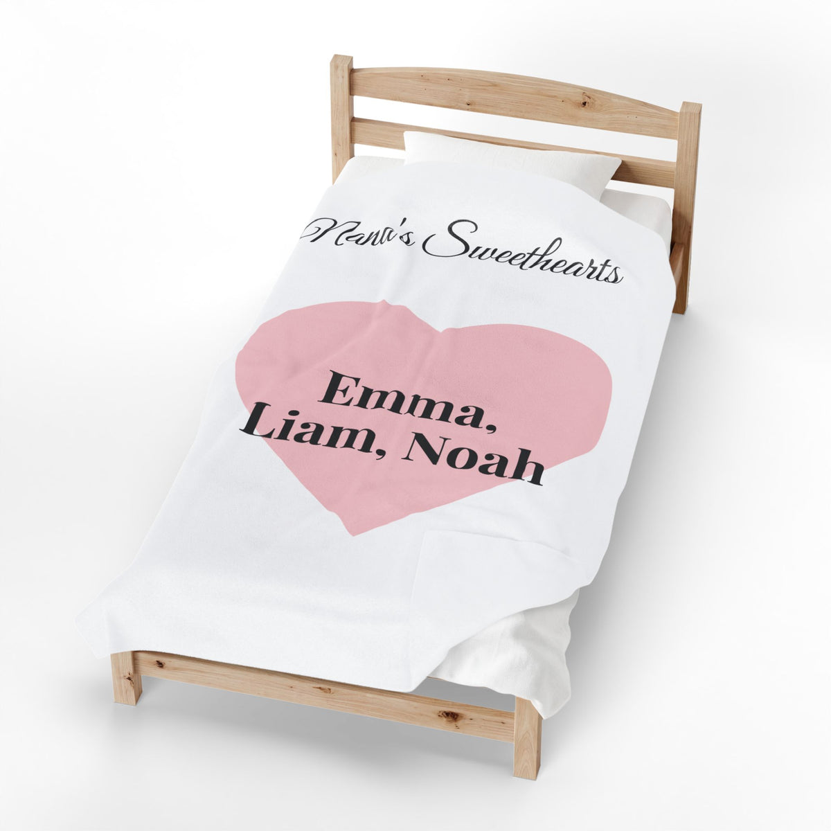 Personalized Nana's Sweethearts Velveteen Plush Blanket — Custom Grandkids Names Heart Design