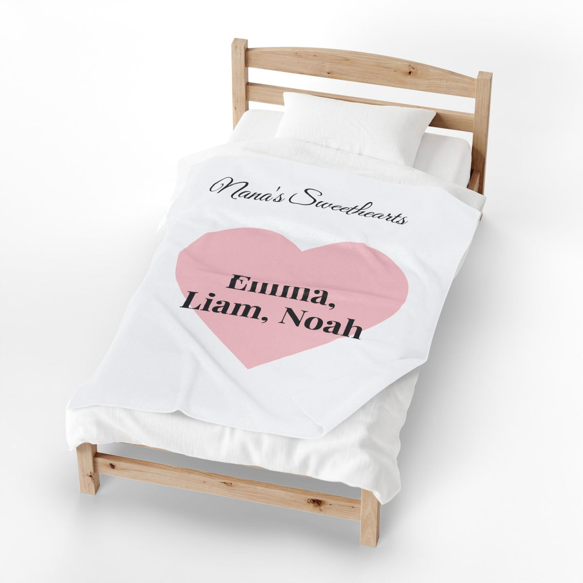 Personalized Nana's Sweethearts Velveteen Plush Blanket — Custom Grandkids Names Heart Design