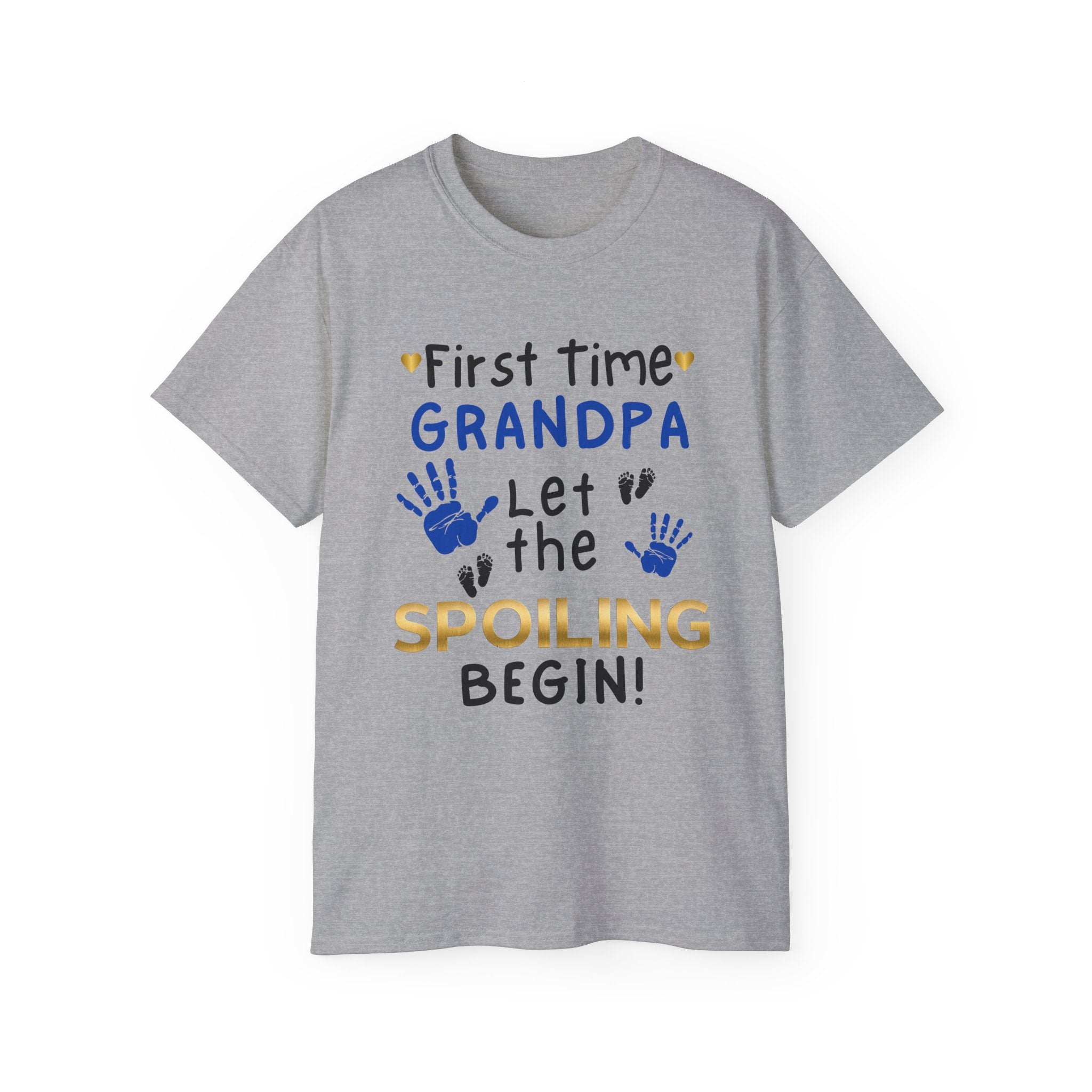First Time Grandpa T-Shirt — "Let the Spoiling Begin!" Announcement Tee