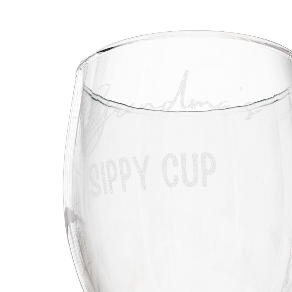 Engraved Grandma's Sippy Cup 10.5 oz wine glass - engraving close-up