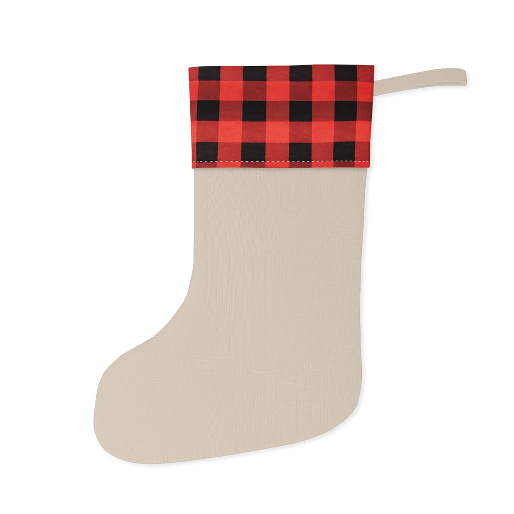 Grandma Claus buffalo plaid Christmas stocking - back view