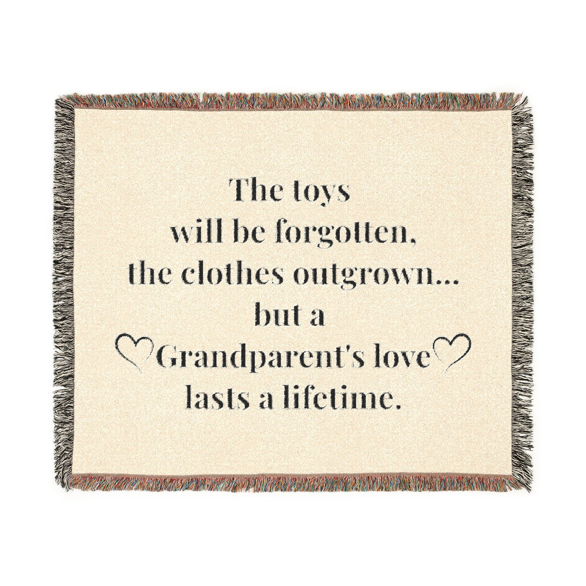 Grandparent's Love woven blanket with quote - additional view