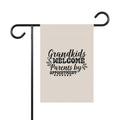 Grandkids Welcome, Parents by Appointment garden flag on a cream banner