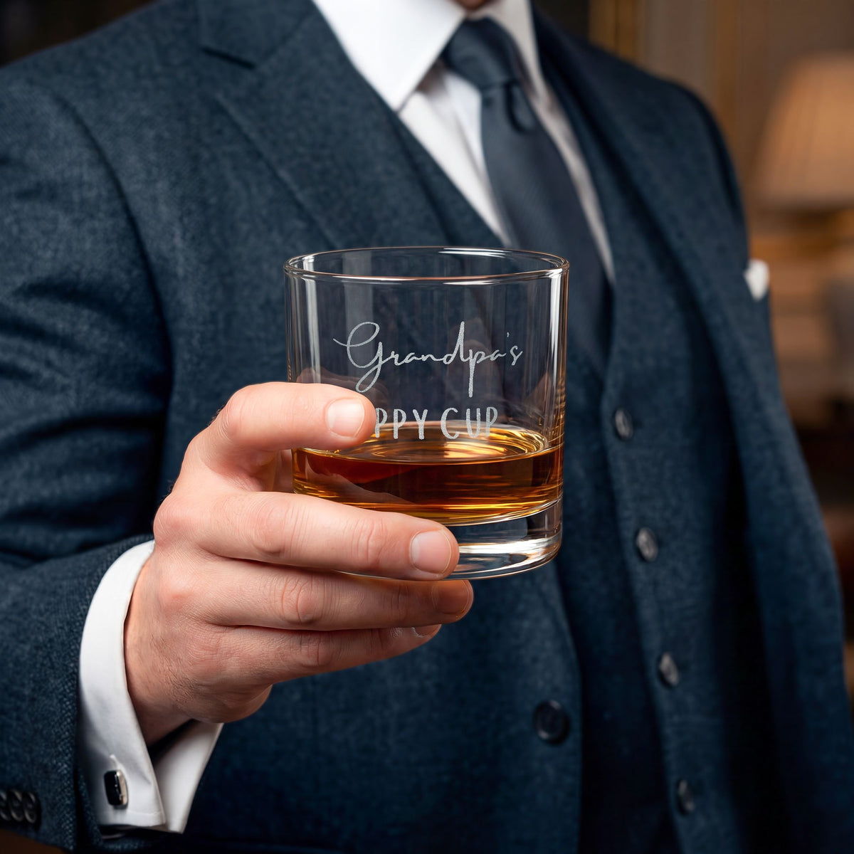 Engraved Grandpa's Sippy Cup 10.5 oz whiskey rocks glass - lifestyle photo 2