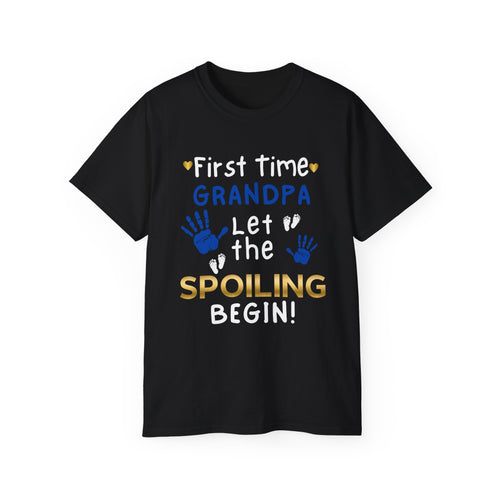 First Time Grandpa T-Shirt — "Let the Spoiling Begin!" Announcement Tee