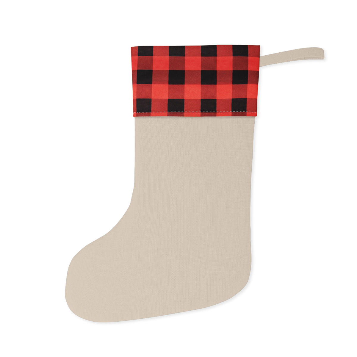 Grandpa Claus buffalo plaid Christmas stocking - back view