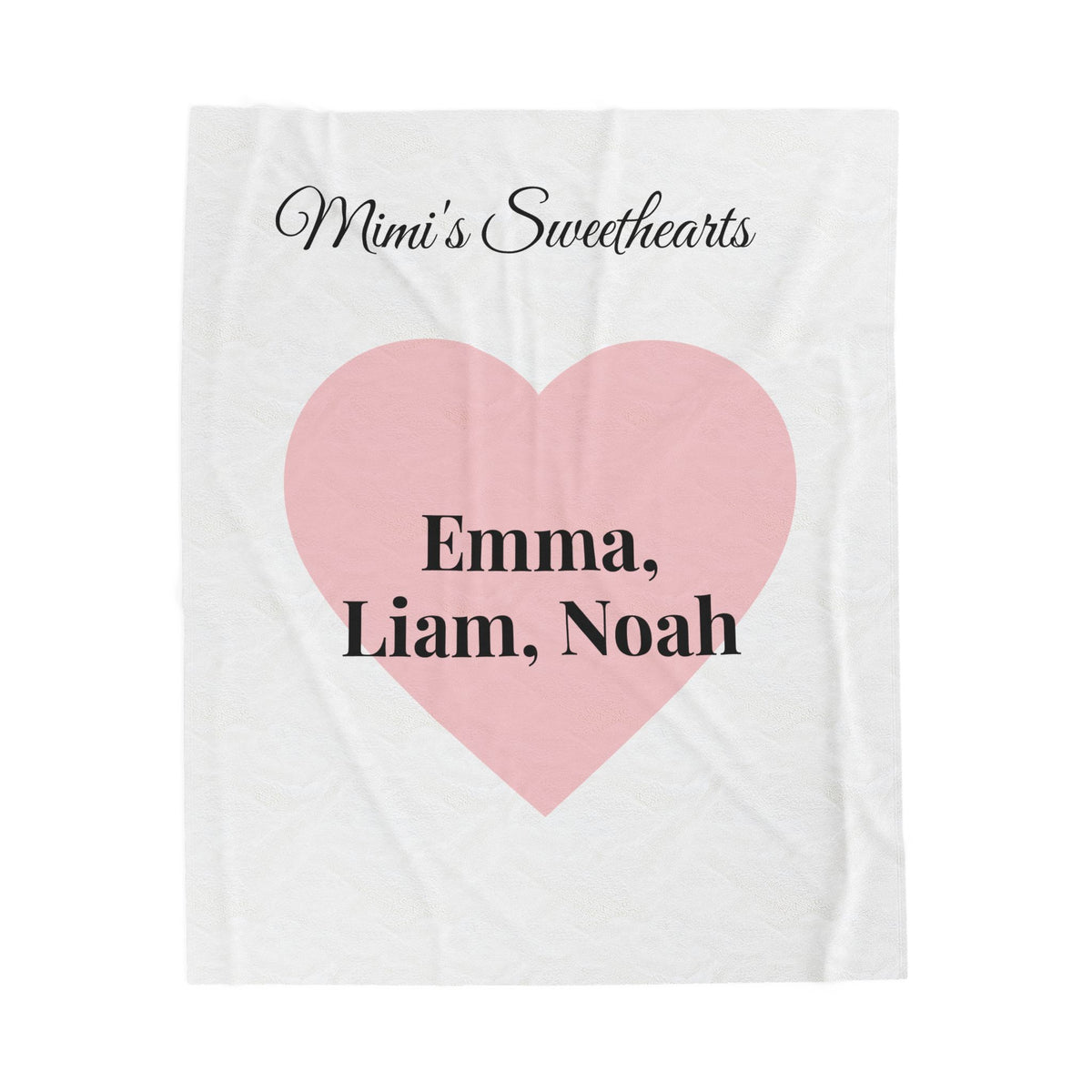 Personalized Mimi's Sweethearts Velveteen Plush Blanket — Custom Grandkids Names Heart Design