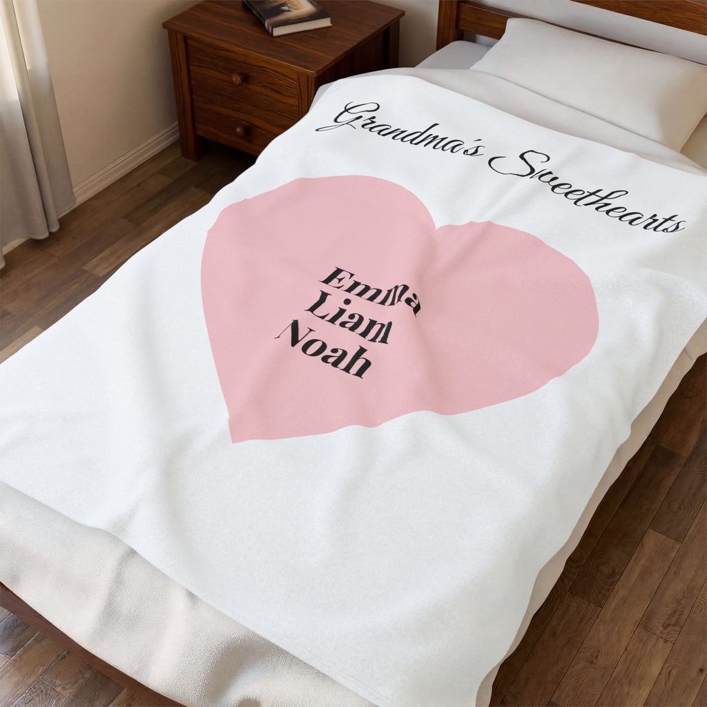 Grandma's Sweethearts personalized blanket - bedroom view 2