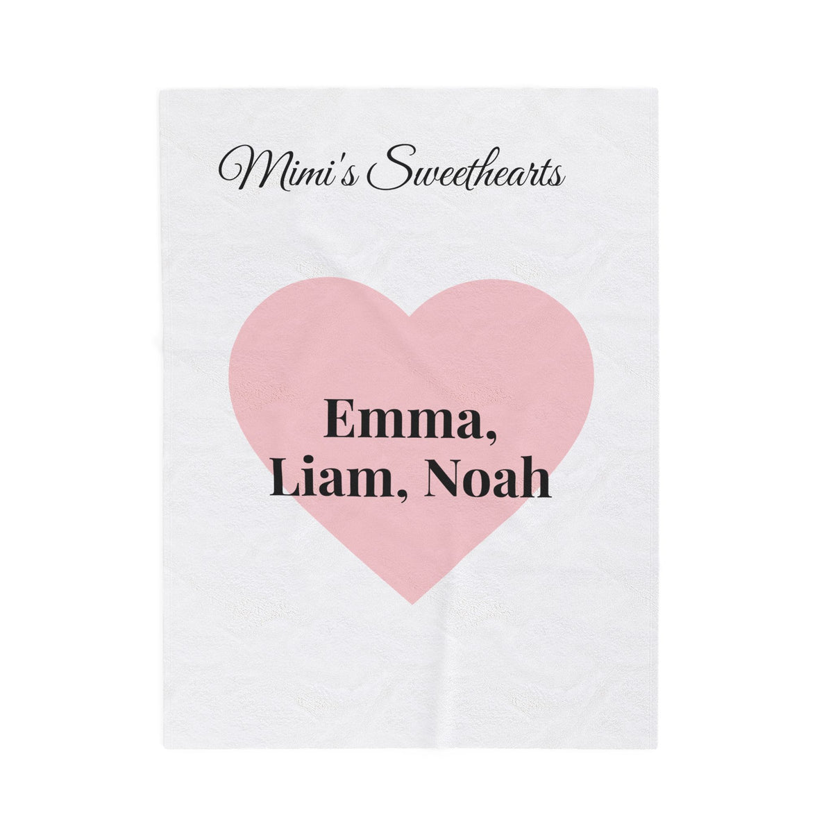 Personalized Mimi's Sweethearts Velveteen Plush Blanket — Custom Grandkids Names Heart Design