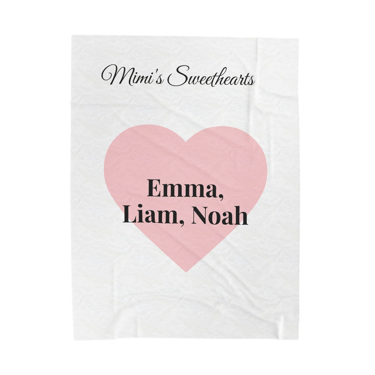 Personalized Mimi's Sweethearts Velveteen Plush Blanket — Custom Grandkids Names Heart Design