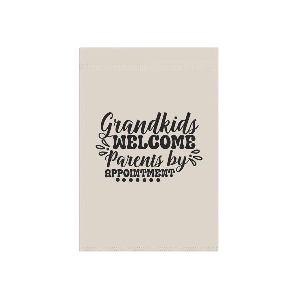 Grandkids Welcome garden flag - outdoor view