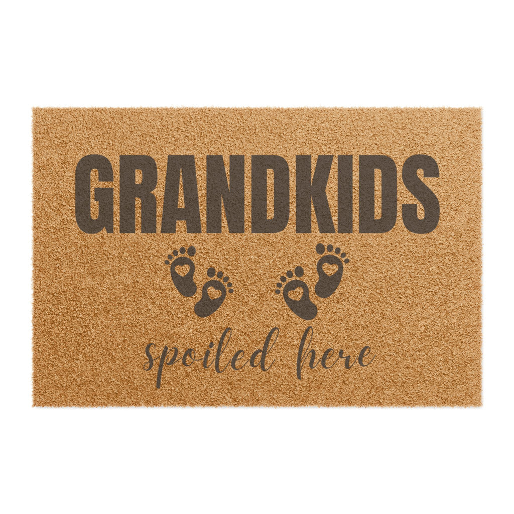 Grandkids Spoiled Here Doormat — Funny Welcome Mat for Grandparents