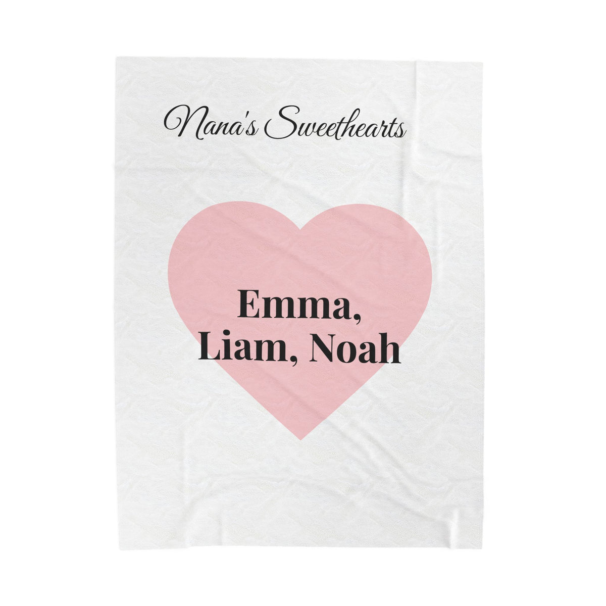 Personalized Nana's Sweethearts Velveteen Plush Blanket — Custom Grandkids Names Heart Design