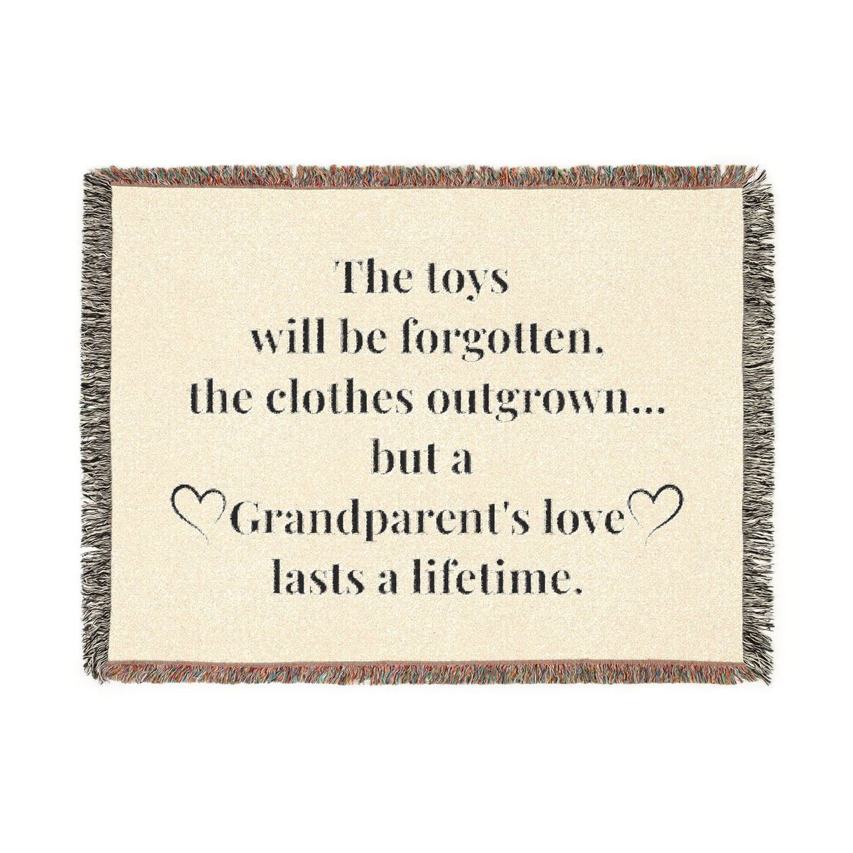 Grandparent's Love woven blanket with quote - additional view